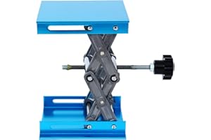 H-YEEU Lift Table Stainless Steel Lab Jack Stand Table Lift Laboratory Mini Scissor Lift Jack Platform 4" x 4" Height Expandable, Load Capacity 5KG Blue