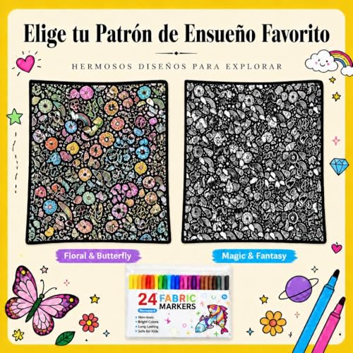 VEELU Adult Coloring Blanket 156×125cm with 24 Markers, Painting Blanket Washable Reusable, Anti-Stress Blanket for Kids and Family Activity, Birthday Gift