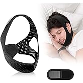 Chin Strap for Sleeping Snoring Relief - Adjustable Anti Snoring Support with CPAP Strap & Mouth Tape | Sleep Apnea for Women & Men | Comfortable Nose Breathing Design for Mouth Breathers