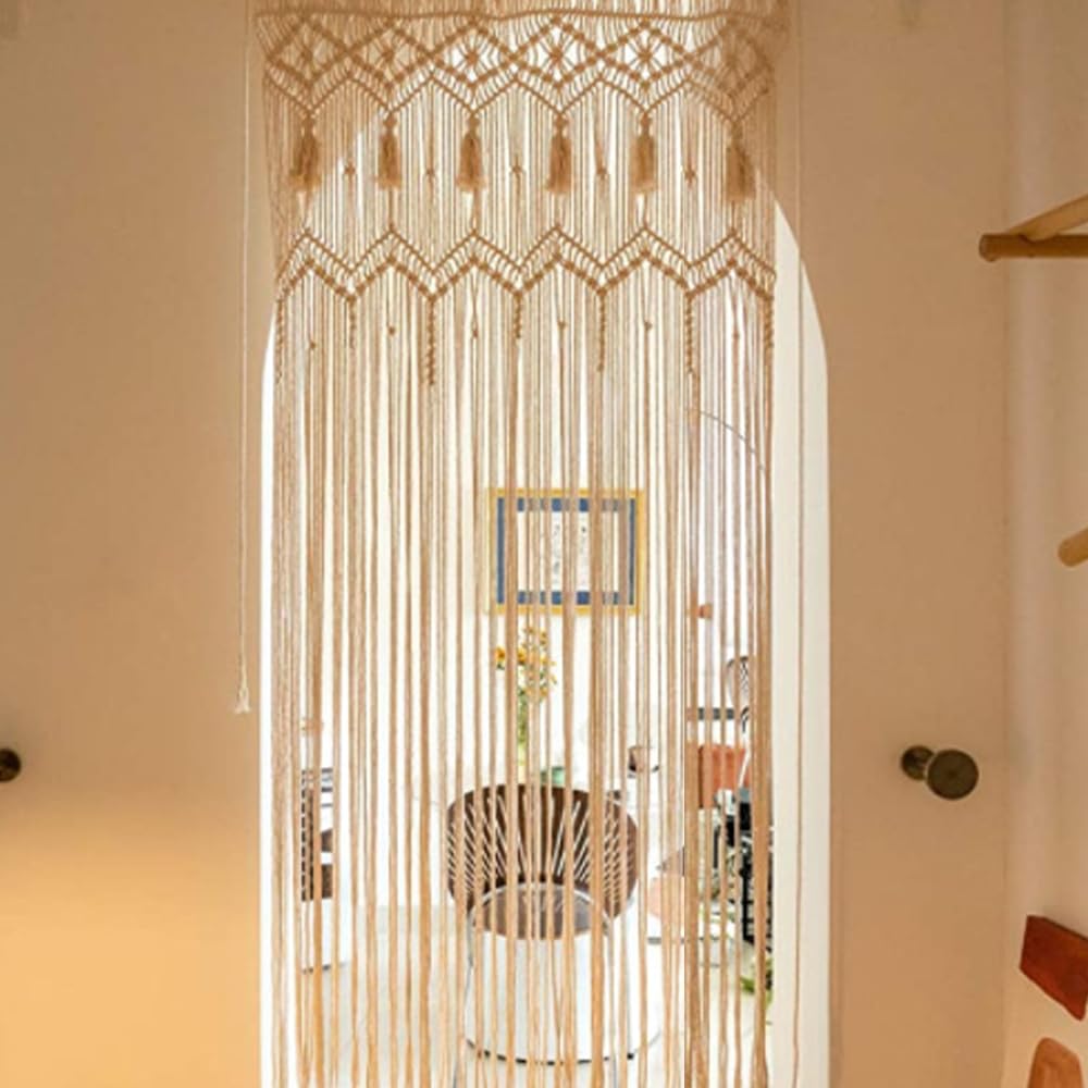 Mocrop Curtain Door Decoration Bohemian Macrame Wall Hanging for Modern Living Room and Weddings