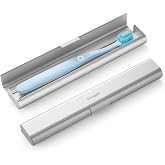 Oralphi Aluminum Toothbrush Travel Case, Portable Travel Toothbrush Holder, Durable Manual Toothbrush Box Container for Traveling, Bathroom, Camping, Business Trip-1Pack Silver