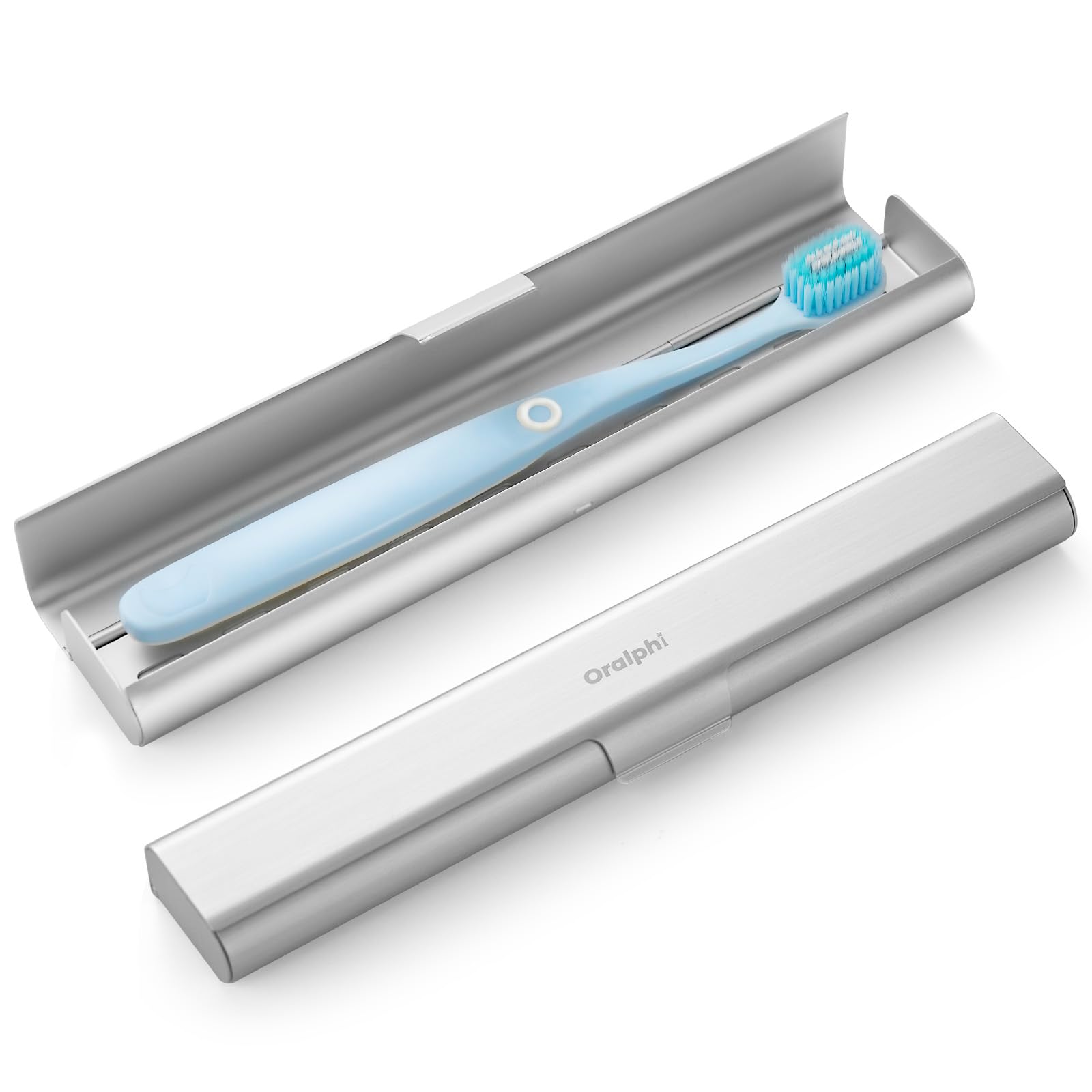 Photo 1 of ****TRAVEL CASE ONLY*** Oralphi Aluminum Toothbrush Travel Case, Portable Travel Toothbrush Holder, Durable Manual Toothbrush Box Container for Traveling, Bathroom, Camping, Business Trip-1Pack Silver