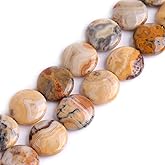 GEM-Inside Crzay Lace Agate Gemstone Loose Beads Natural 20mm Coin Crystal Energy Stone Power for Jewelry Making 15"