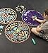 ChalkScapes Mandala Stencils and Outdoor Sidewalk and Driveway Chalk Kit, Includes 30 Chalks, 2 Stencils, and Chalk Holders - 22.5 Inches Diam. - Stars and Geometry