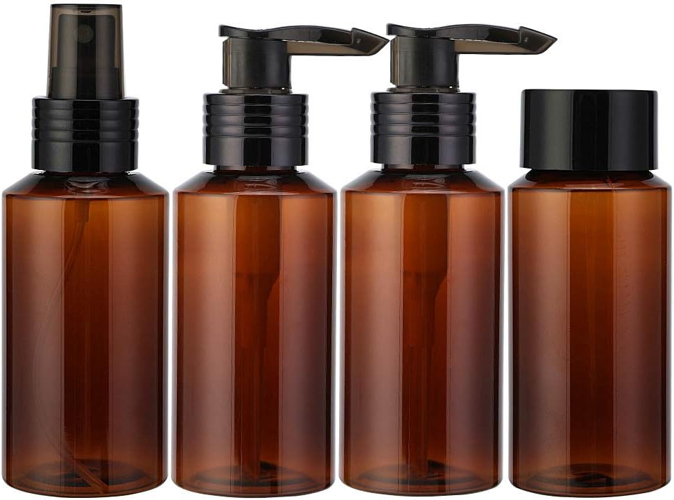 4Pack Amber Spray Bottles,Leakproof Portable RefillableTravel Bottle Set, Portable Trigger Pump Cleaning Resolution Fine Mist Sprayer, Great for Cleaning Solutions, Liquid, Hair, Essential Oils, Plant