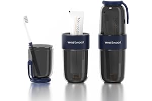 HyJeryty Luxury Transparent Black Plastic Travel Toothbrush Holder Case with Cover, Portable Travel Toothbrush Cup, Storage Container for School Camping Business Trip Bathroom