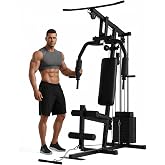 Home Gym Machine with 100LB Weight Stack, Multifunctional Full Body Workout Station for LAT Pulldown, Chest Press, Leg Extension &amp; Strength Training, Compact Fitness Equipment for Home Use