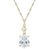 EONFUN 3CT Oval Moissanite Pendant Necklace, D Color 8X10mm Oval Cut Moissanite 925 Sterling Silver Bride Pendant for Women Wedding Birthday Gifts