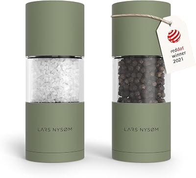 LARS NYSØM Sjæl Salt & Pepper Mill Set Sage Green Adjustable Ceramic Grinder
