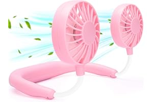 RJVW Portable Neck Fan, Hand Free Personal Hanging Neck Sports Fan USB Rechargeable (3 Speed Adjustable) Wearable Cooling Head Fan,360 Degree Free Rotation for Traveling, Sports, Office, Reading