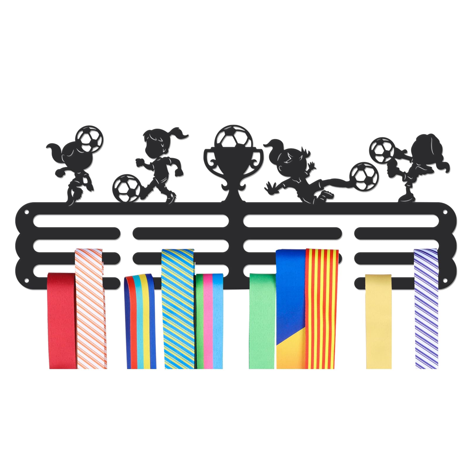 NBEADS Medals Hanger Display Holder Rack, Soccer Sports Theme Medals Display Wall Mounted Frame Sports Medal Holder Racks for Competition Medal Wall Hanging Display, Mount Over 50 Medals