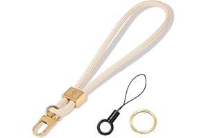 Fishent Keychain Wristlet lanyard, Cute Key Chain Holder, Upgraded Woven Wrist Lanyard for Keys, Wristlet Strap Keychain for Women Men Car Keys ID Badges Card Wallet Phone (Starlight)