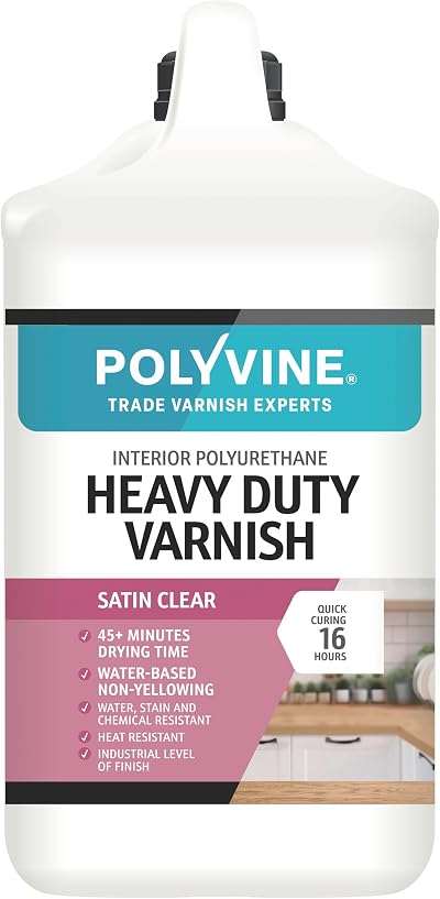Polyvine Heavy Duty Varnish Satin or Dead Flat 4 Litre Interior Quick Dry