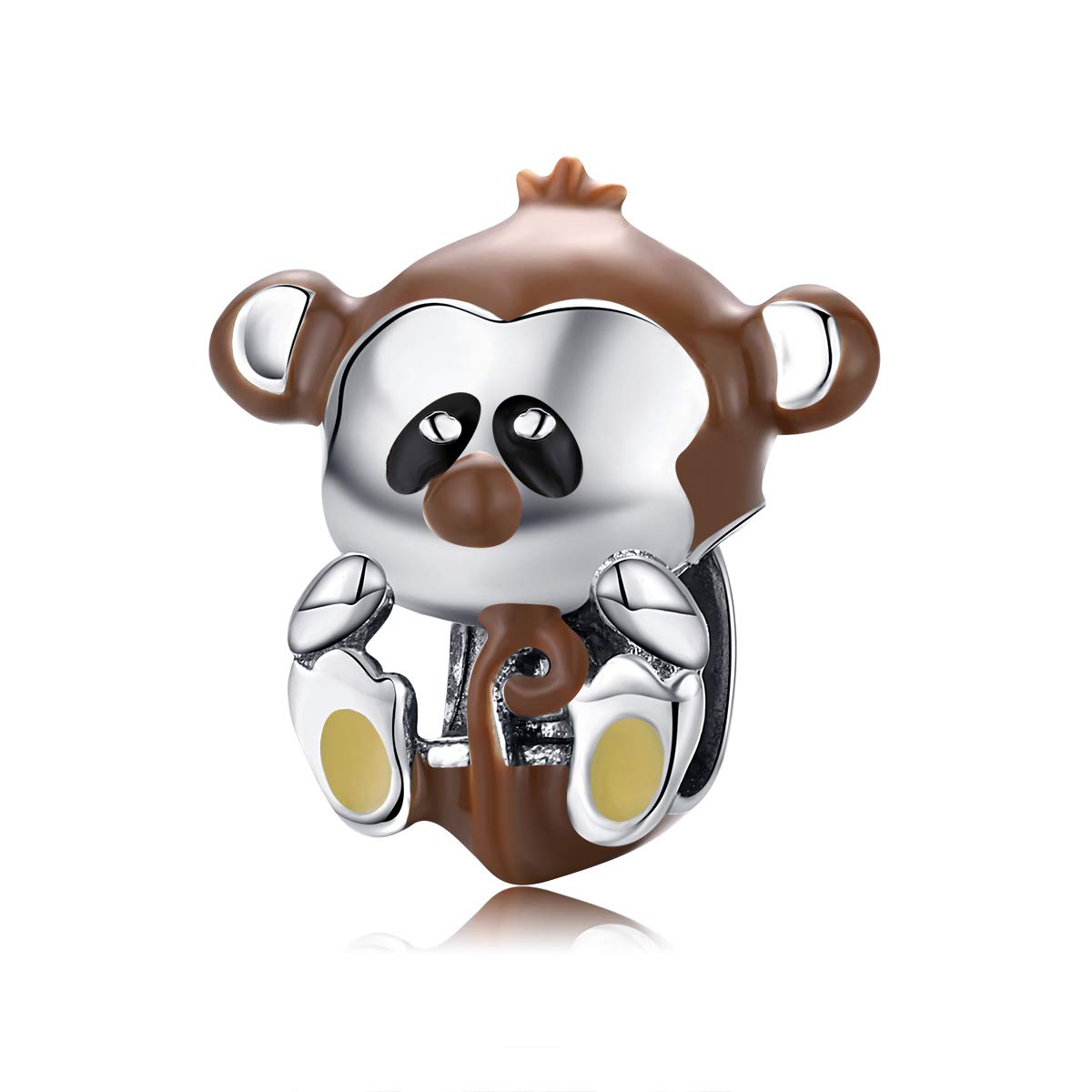 Animal Charm Bead for Pandora Charms Silver Enamel Charm Christmas Gift for Her,Dog Owl gifts for Women Mum (Monkey Charm)