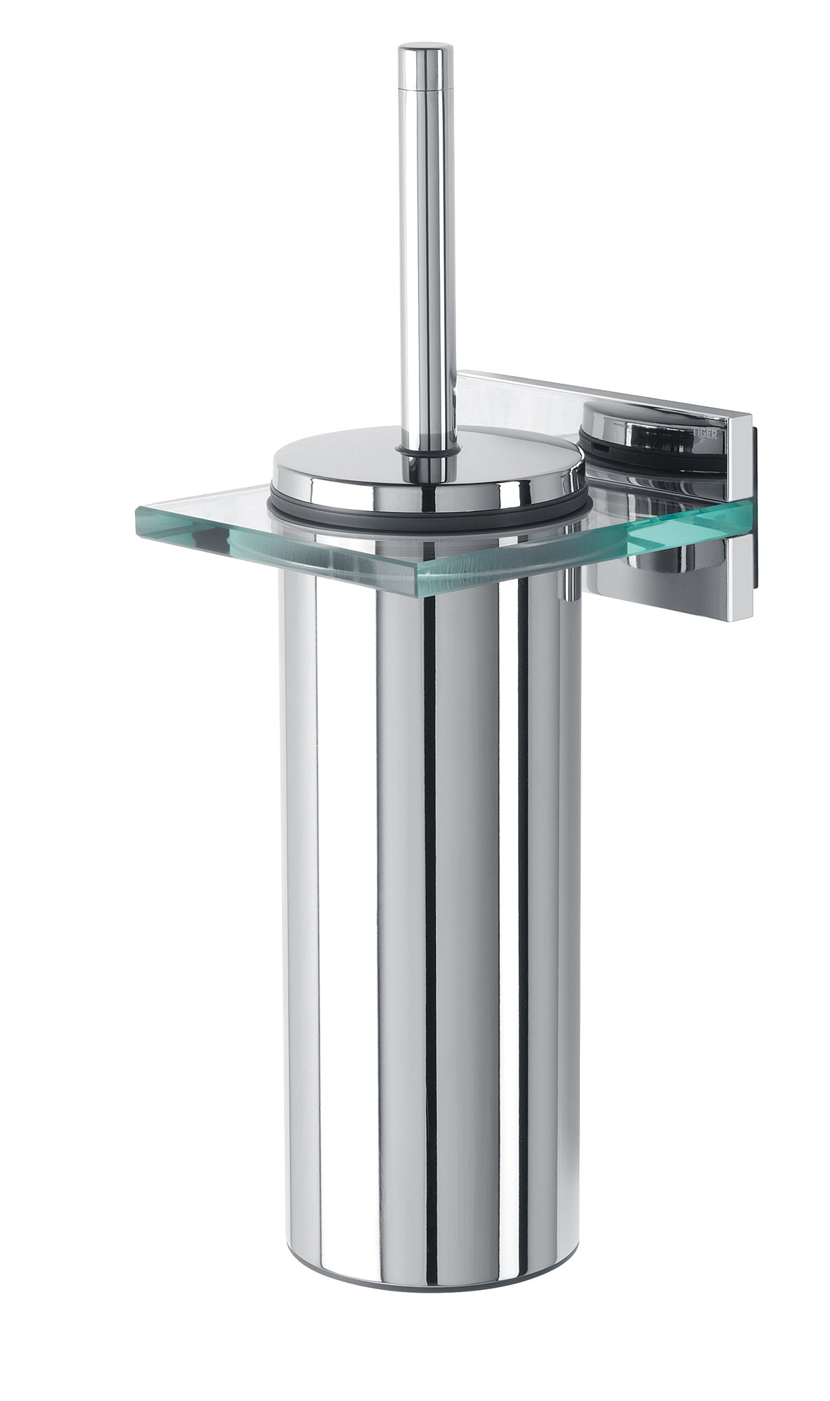 Tiger Safira Toilet Brush and Holder, Stainless Steel, Chrome, 12 x 35.5 x 13.8 cm