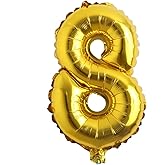 16" inch Single Gold Alphabet Letter number Balloons Aluminum Hanging Foil Film Balloon Wedding Birthday party decoration banner Air Mylar Balloons (16 inch Gold 8)