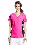 Cherokee Women's Scrubs Flexibles Contrast Knit Panel Top, Shocking Pink, X-Small
