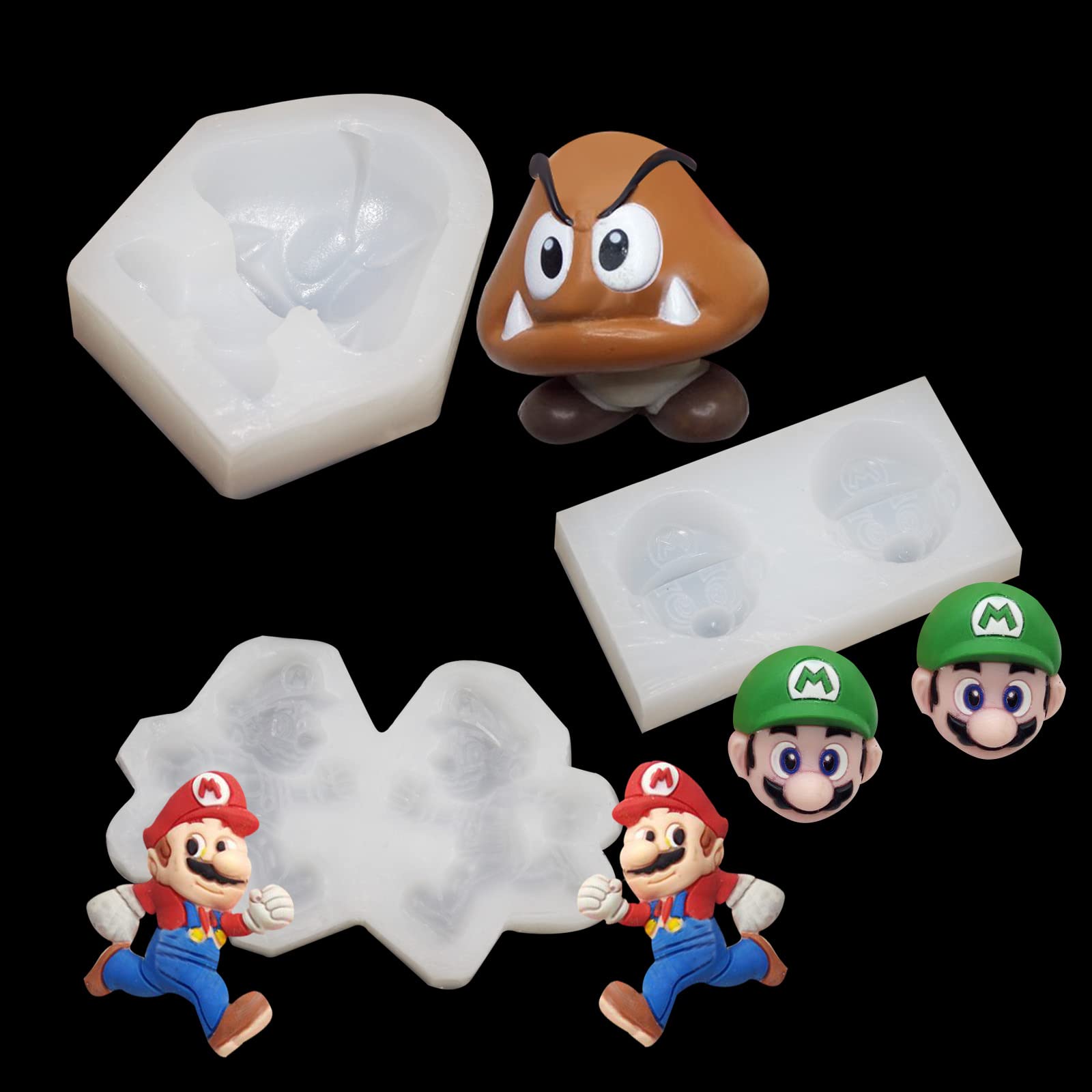 Photo 1 of 3 Pieces Silicone Fondant Mold Silicone Cartoon Mold Silicone Chocolate Candy Mold Cookie Gum Paste Mold Cake Decorating Mold for Cake Decorating Chocolate Making