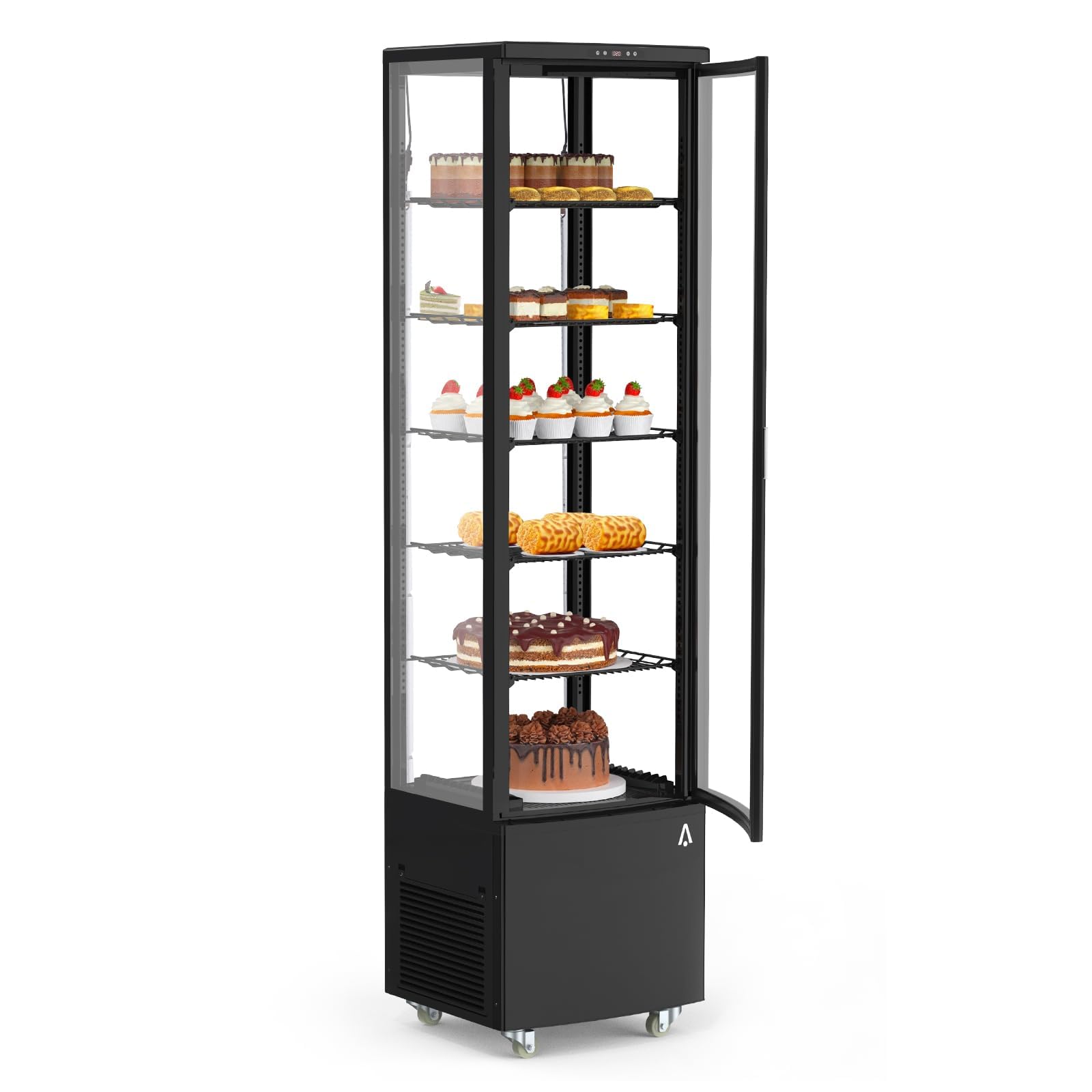 Photo 1 of *Bottom no closed/Couldn't tape* IDEALHOUSE Countertop Refrigerator, 10.5 Cu.Ft. Pastry Display Case for Bakery with LED, Frost-Free, Sliding Door, Commercial Fridge Display Case for Cafe and Restaurant, 5-Tier Design, Black