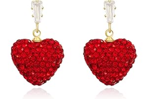 HARRY AND HENRY Valentines Heart Earrings for Women Valentines Day Gifts for Her Rhinestone Heart Dangle Valentines Earrings Jewelry Valentines Day Accessories Outfit Women