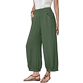 YEXPINE Womens Linen Wide Leg Pants Summer Beach Palazzo Harem Pants Casual Ankle Length Trouser Slacks