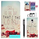 Note 4 Case, Galaxy Note 4 Wallet Case, U-Gem star Galaxy Note 4 PU Leather Wallet Stand Magnetic Cover Case for Samsung Galaxy Note 4,with SIM Card Adapter Kit+Screen Protector+Black Stylus (Lord)