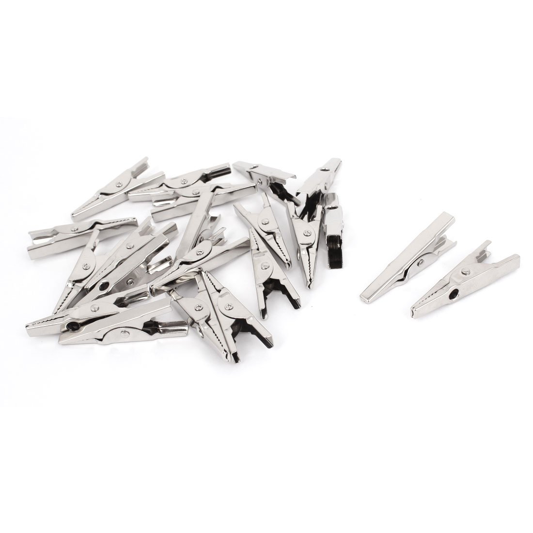 sourcing map Metal Uninsulated Test Lead Alligator Clip 43mm Long 20PCS Silver Tone