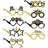 OSALADI 8pcs 2026 Number Eyeglasses - Paper New Year's Eve Party Glasses for Nye Celebration Photo Booth Props And Festival Party Favors