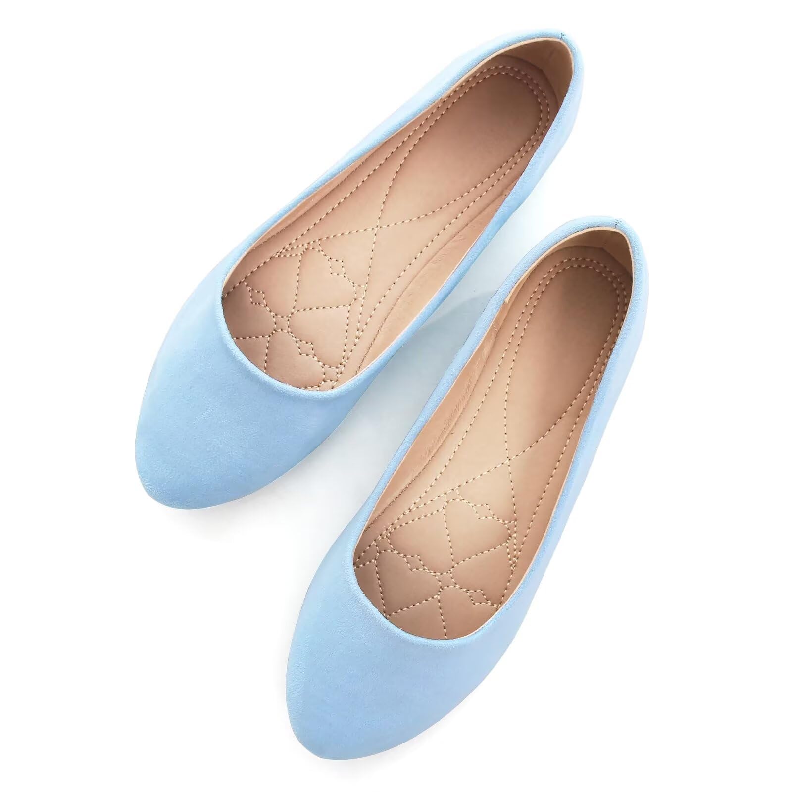 Photo 1 of SAILING LU Pointed Toe Shoes Women Solid Ballet Flats Comfort Solid Flat Shoes for Women Work Slip On Moccasins Sky Blue Size 7.5