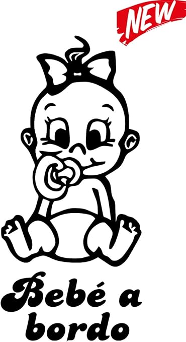 9 Cm X 16 2 Cm Black Artstickers Adhesive Sticker With Bebe A Bordo Design Spanish