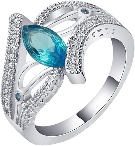 Amazon Comvip 人気 指輪 リング ファッション パーティー おしゃれ カジュアル 日常用 指飾り アクセサリー パーティー 結婚式 ブルー 米国サイズ6 リング 通販