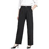 Bamans Dress Pants for Curvy Women Wide Leg Work Business Office High Elastic Waisted Casual Slacks Trousers with Pocket