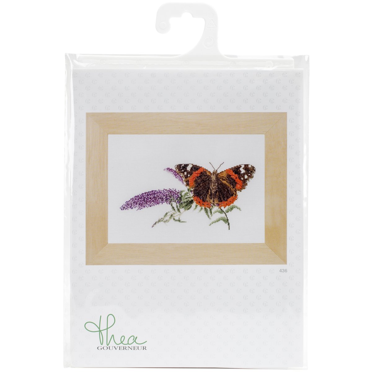 Thea Gouverneur - Counted Cross Stitch Kit - Butterfly-Budlea - Aida - 18 Count - Embroidery Kit for Adults - DMC Embroidery Threads and Other Cross Stitch Supplies Included - 436A