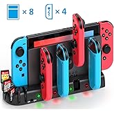 Switch Controller Charger Dock Station Compatible with Nintendo Switch Accessories & OLED Model Joycons, KDD Joycon Charging Dock Station with Upgraded 8 Game Storages, Game Accessories