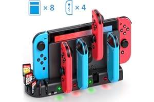 Switch Joycon Charging Dock Station Compatible with Nintendo Switch Accessories & OLED Model Joycons, KDD Joycon Controller Charger Docking Station with Upgraded 8 Game Storages, Gming Accessories