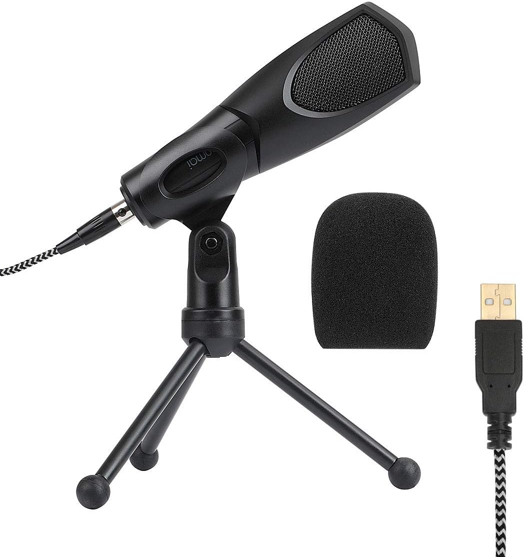 KKUYI USB Gaming Microphone, Professional Computer Condenser PC Mic with Tripod Stand for Gaming, Skype Online Chatting, YouTube Video, Compatible with iMac PC Laptop Desktop Windows Computer