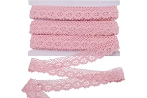 SUYUN WELL 15 Yards 1.13 inch('') Wide Lace Trim Vintage Lace Ribbon Crochet Lace Scalloped Edge for Bridal Wedding Decoration Christmas Package DIY Sewing Craft Supply (Baby Pink, 1.13inch)