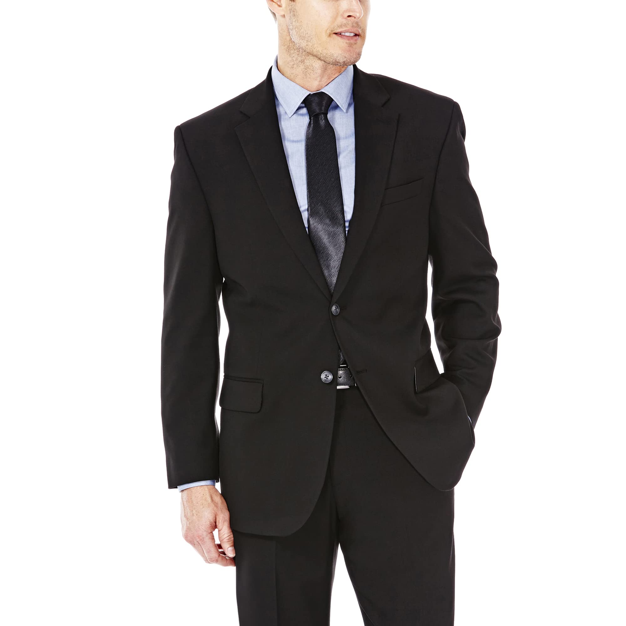 Photo 1 of J.M. Haggar Men's Premium Performance Stretch Stria 2-Button Suit Separate Coat, Black, 48 Regular