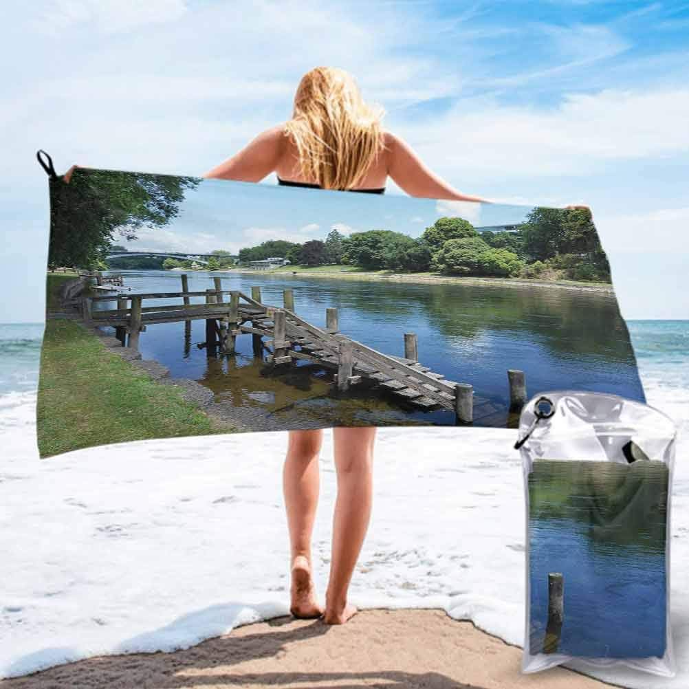 Microfiber Beach Towel, Quick Dry Pool Towels, Waikato River Hamilton City New Zealand Holiday Destination Travel Landmark 27.5" x 55" Anti Sand Beach Towel for Kids & Adults