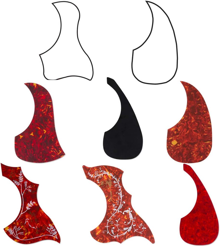 Pakala66 Acoustic Guitar Pickguard Pack of 8－Hummingbird and Water Shaped Self Adhesive (8-2 Pack)