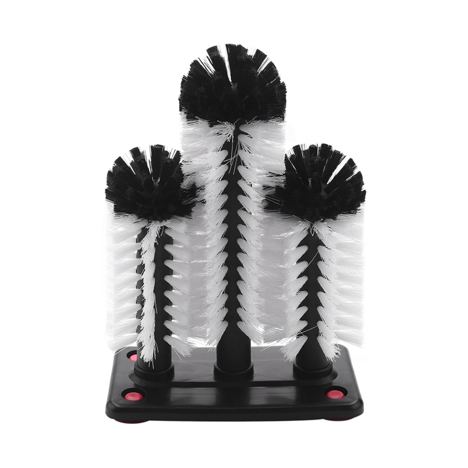 Hniuyun Water Bottle Cleaning Brush, Glass Washer with Suction Base 3 Head Bristle Brush for Long Leg Cup, Red Wine Glass, Kitchen Bar Beer Cup