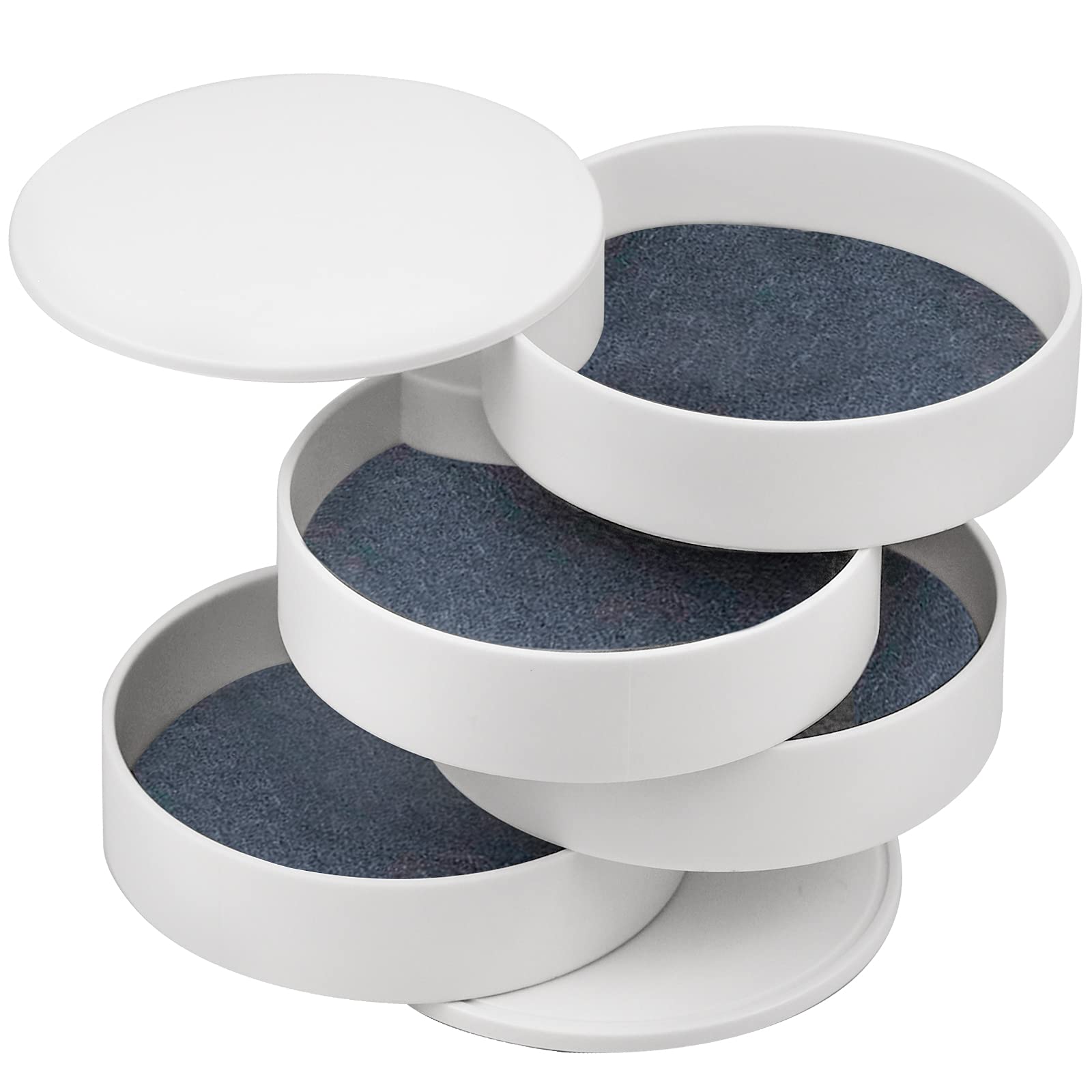 AWEHIRU YMSJ 360 Degree Rotatable Jewellery Box 4 Layer Jewelry Storage Box, Girl Women Jewellery Organizer Box for Earrings, Rings, Bracelets, Watches