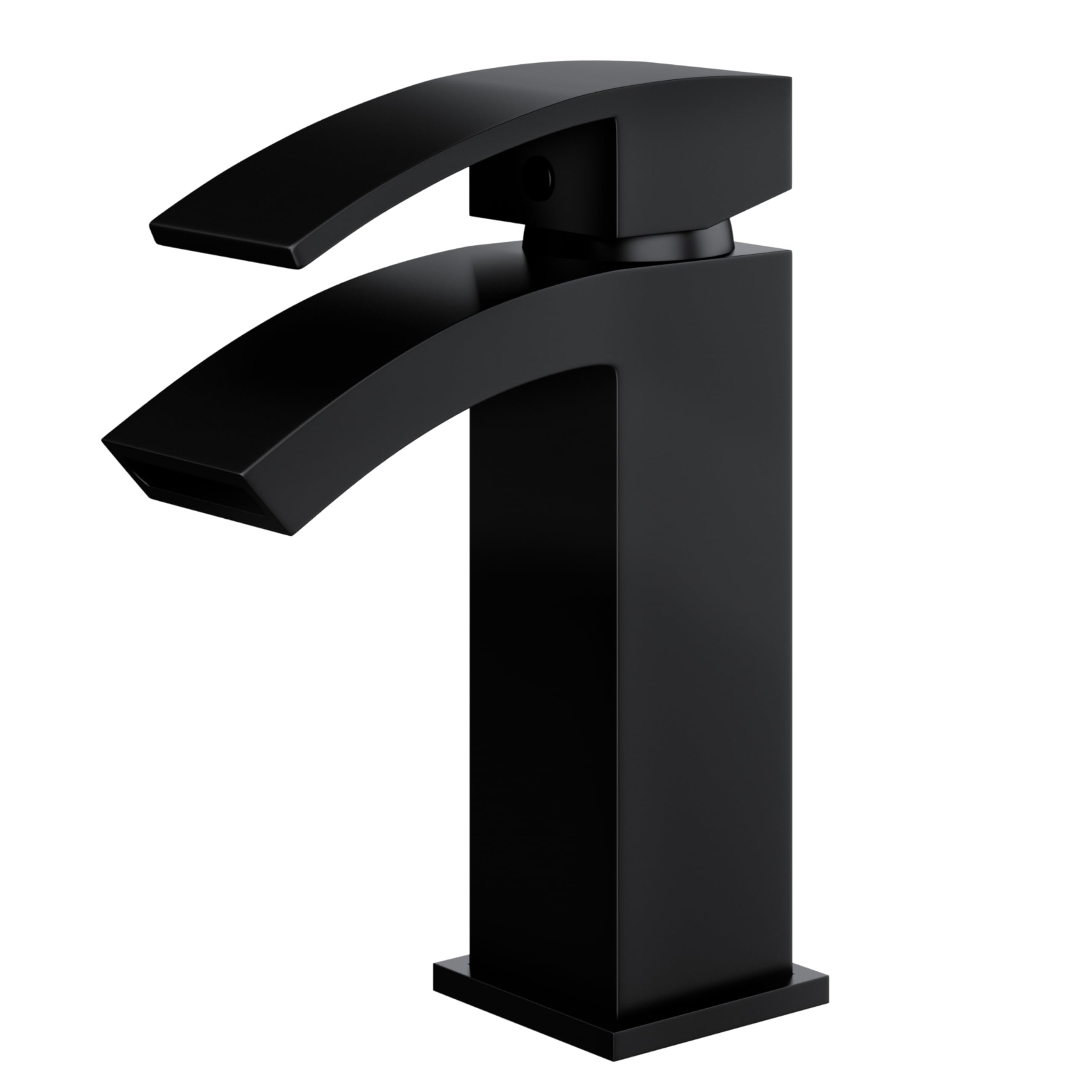Excel Home Basin Mixer Tap - Solid Brass Construction - Single Lever Bathroom Sink Tap - Hot & Cold Monobloc Basin Tap - Smooth Turning Waterfall Design - Luxurious Matt Black
