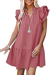 Dokotoo Womens Summer Casual V-Neck Drawstring