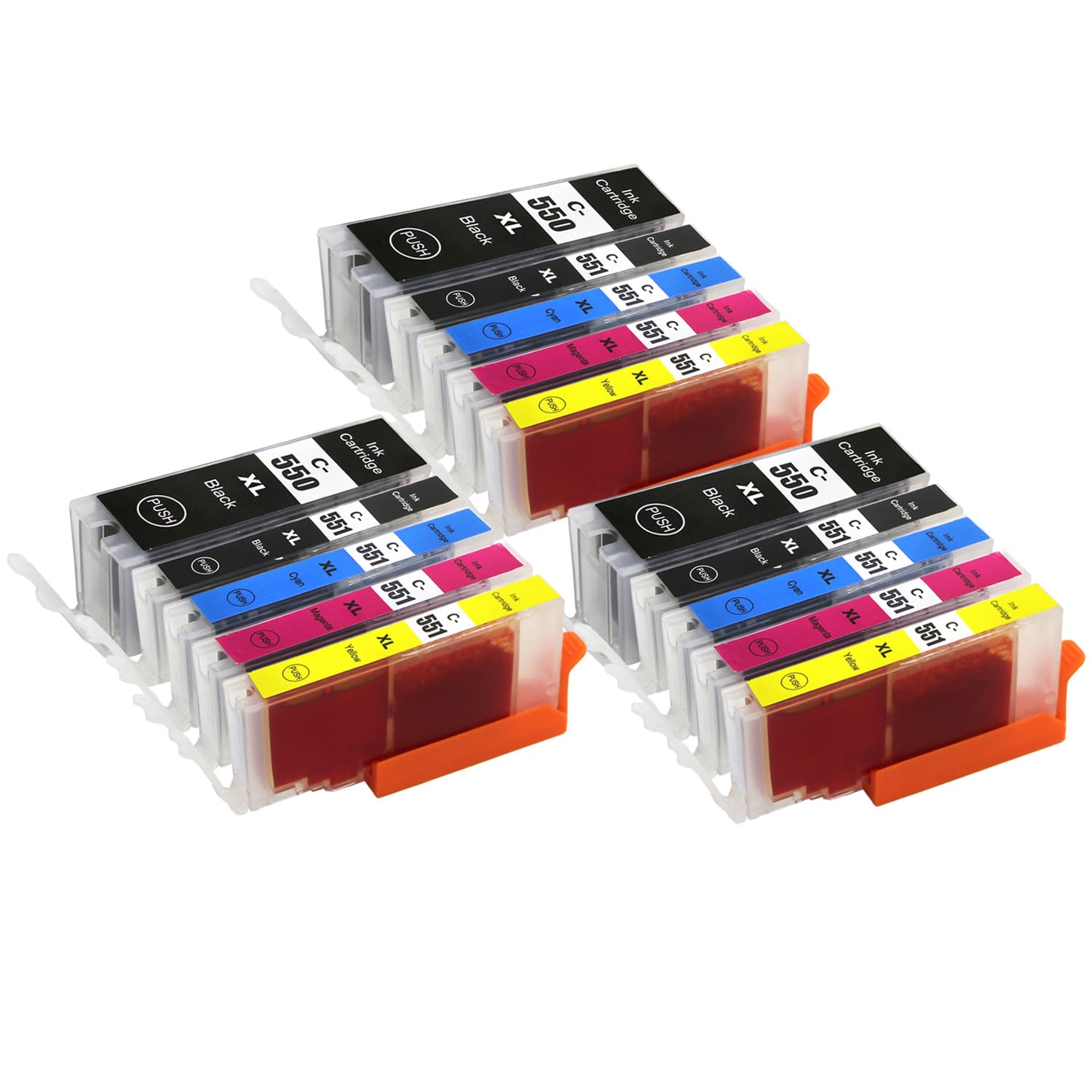 Go Inks 3 Set of 5 Ink Cartridges to replace Canon PGI-550 and CLI-551 Compatible/non-OEM for PIXMA Printers (15 Inks),Black, Cyan, Magenta, Yellow