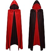SZCXTOP 59'' Halloween Vampire Cloak Capes Robes,Unisex Adult or Kids Reversible Hooded Witch Cloak for Party Cosplay Costumes