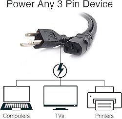C2G 3FT Replacement AC Power Cord - Power Cable for
