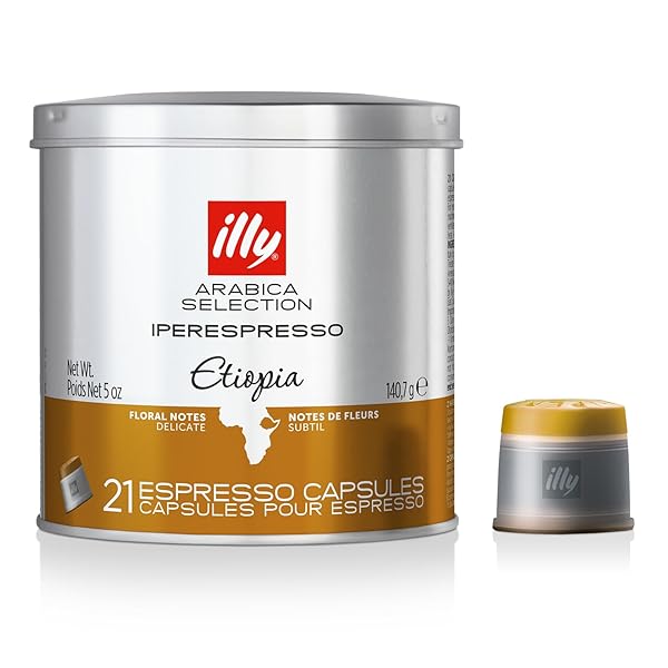ILLY COFFEE IPERESPRESSO CAPSULES – SINGLE-SERVE COFFEE CAPSULES & PODS – SINGLE ORIGIN COFFEE PODS – ETIOPIA ROAST WITH NOTES OF JASMINE – FOR IPERESPRESSO CAPSULE MACHINES – 21 COUNT