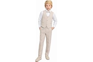 Lilax Boys Formal Suit 4 Piece Vest, Pants and Tie Dresswear Suit Set
