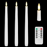 AFINETH Flameless Taper Candles with 3D Wick, 11.4" Real Wax LED Candles with Remote and Timer, 3 Pack Flickering Candlesticks Battery Operated (White)